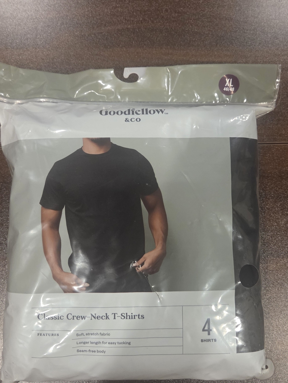 Goodfellow & Co Classic Crew-Neck T-Shirts Black Cotton XL 4-Pack NWT